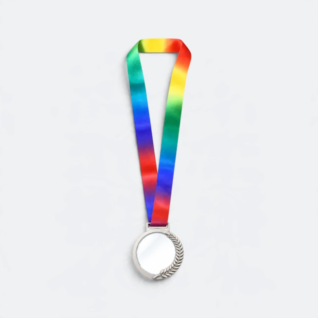 Gmg9355 laurel wreath glass aluminium medal with lanyard, corporate medal malaysia with custom logo printing