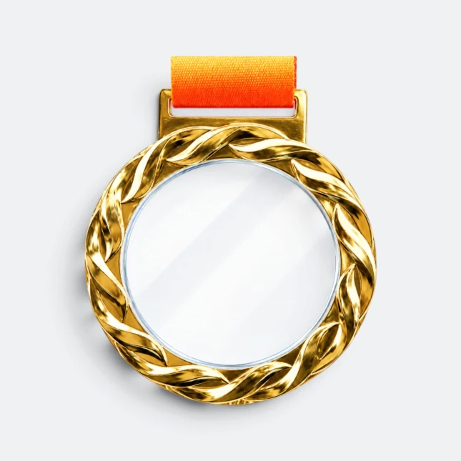 Gmg9356 twist rim glass aluminium medal gold, corporate medal malaysia with custom logo printing