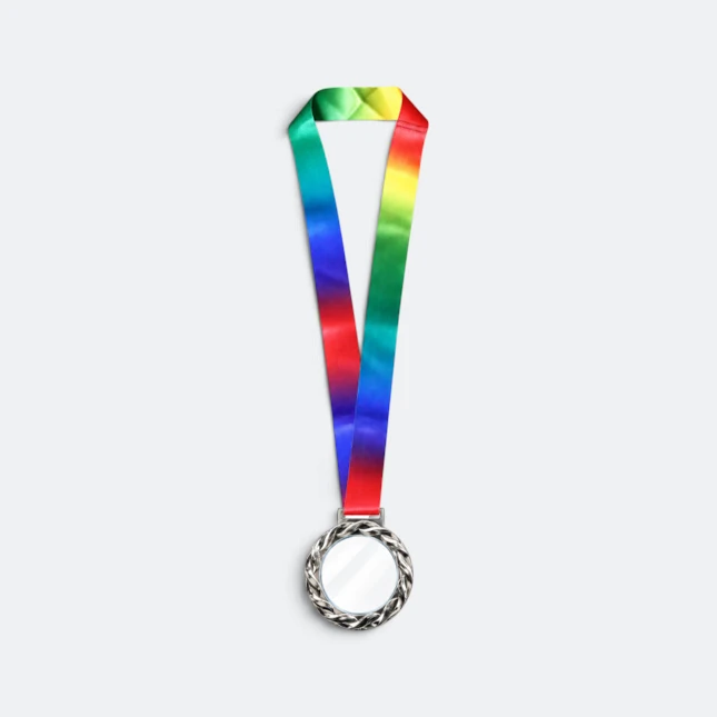Gmg9356 twist rim glass aluminium medal with lanyard, corporate medal malaysia with custom logo printing