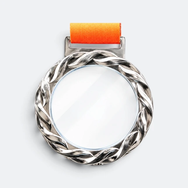 Gmg9356 twist rim glass aluminium medal silver, corporate medal malaysia with custom logo printing